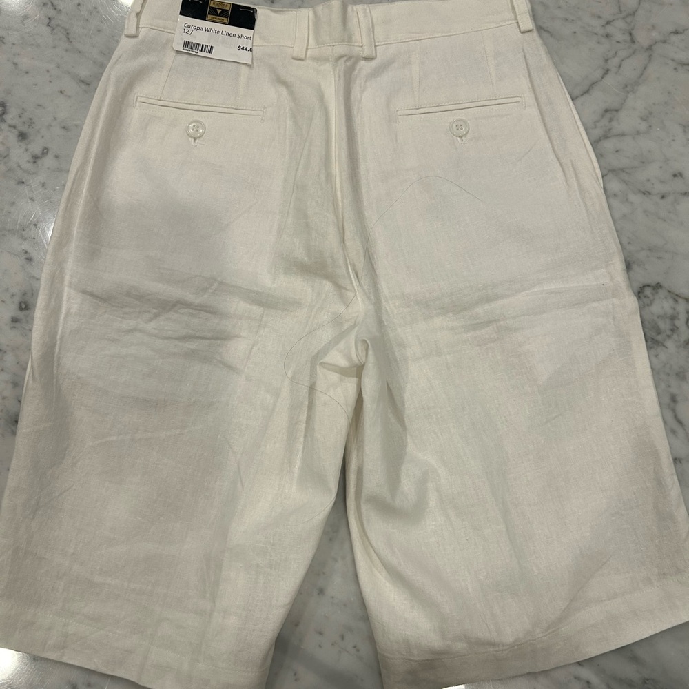 White Linen Bermuda shorts by Europa youth boys size 12. NWT - Picture 4 of 5